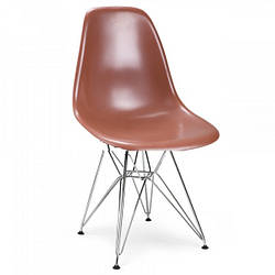 Стілець пластиковий коричневий ТАУЕР стільці з металевими ніжками для клієнтів та гостей