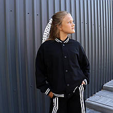 014чор Чорний шкільний бомбер трикотажний для дитини з двонитки Туреччина Foxy