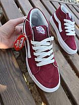 Кеди VANS Old Skool вані виСОКІ BORDO/White кросівки жіночі чоловічі унісекс демісезон, фото 3