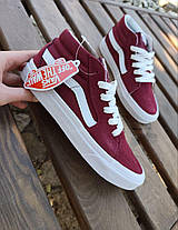 Кеди VANS Old Skool вані виСОКІ BORDO/White кросівки жіночі чоловічі унісекс демісезон, фото 2