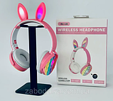 Дитячі навушники для дівчинки стереопровідні з вушками радіомікрофон Bluetooth накладні, фото 3