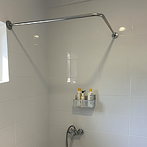 Карниз для ванної кутовий Artlend 100х100 см штанга для шторки у ванну Хром, фото 3