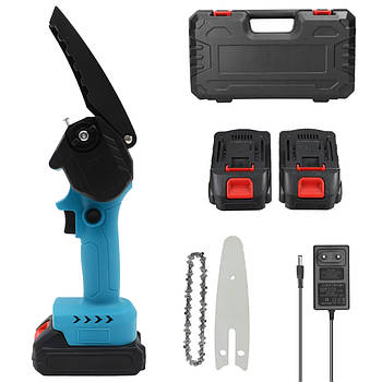 Акумуляторна міні-пилка 6" в кейсі + 2 АКБ / Електропила на акумуляторі / Ланцюгова міні пила