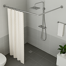 Карниз для ванної кутовий KO&PО 90х90 см штанга для шторки у ванну Хром, фото 2