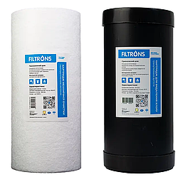 Комплект картриджів Filtrons 10''ВВ (поліпропіленовий + гранульоване вугілля), ціна з ПДВ