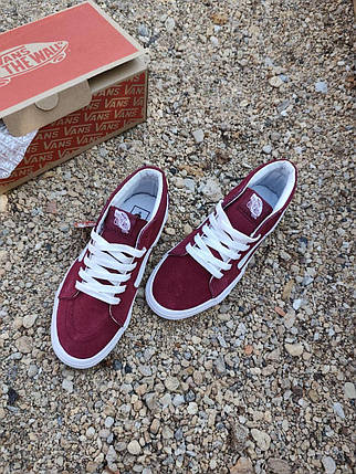 Кеди VANS Old Skool вані виСОКІ BORDO/White кросівки жіночі чоловічі унісекс демісезон, фото 1