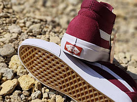 Кеди VANS Old Skool вані виСОКІ BORDO/White кросівки жіночі чоловічі унісекс демісезон, фото 4