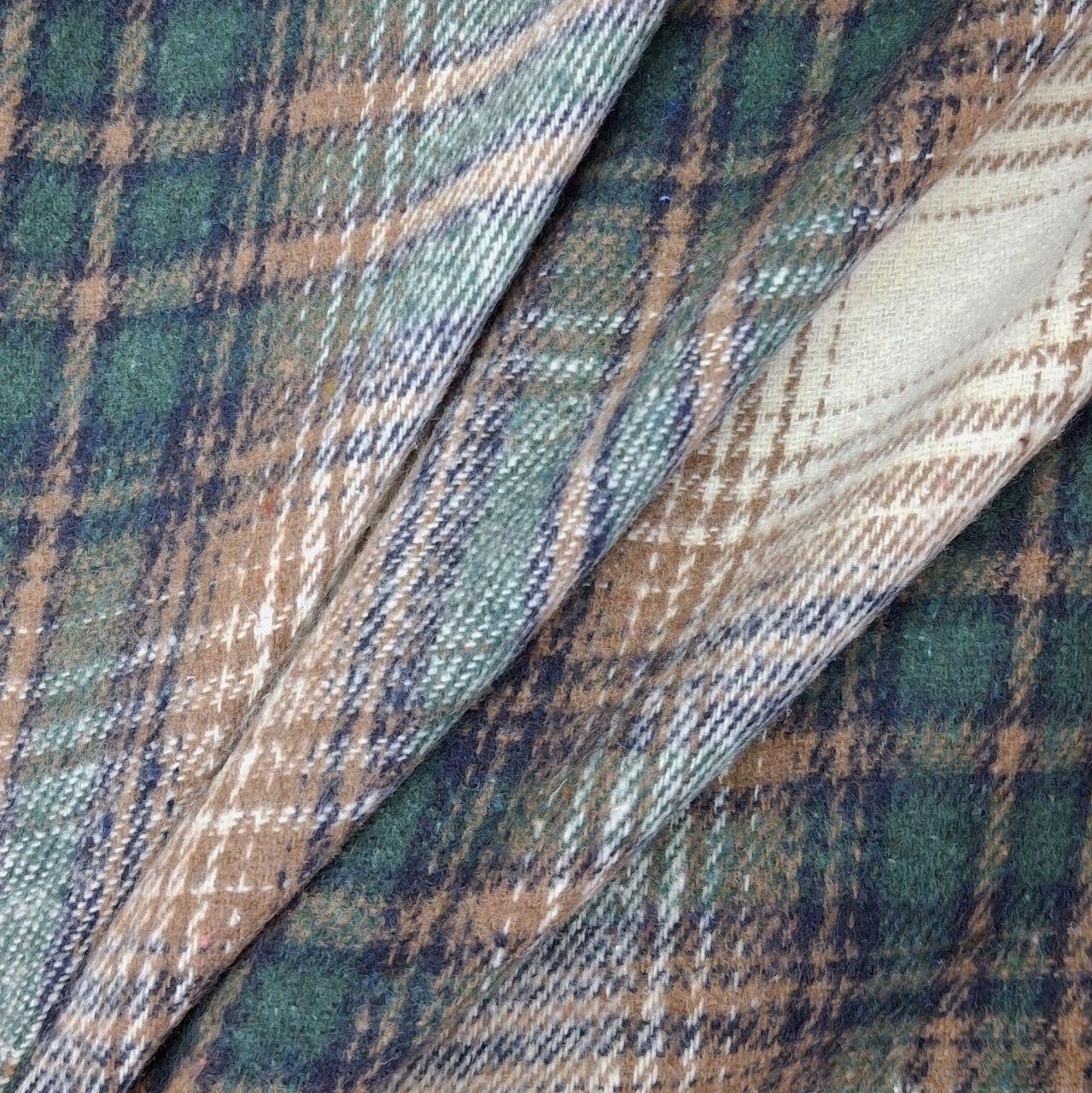 Сорочкова фланель клітинка з начісом зелено-коричнева, фото 1