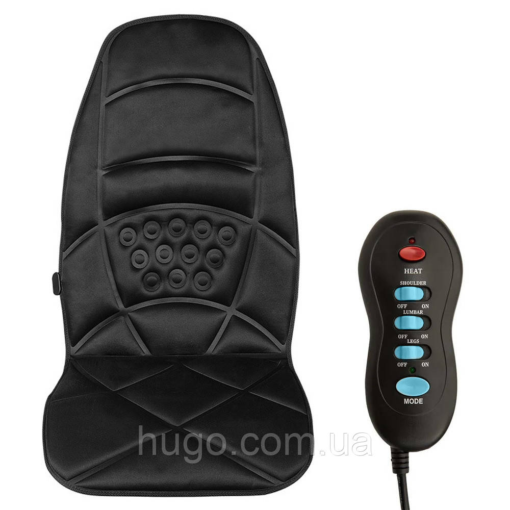 Масажна накидка на крісло з підігрівом Massage, 113х48,5 см, Чорна + Пульт / Автомобільна накидка масажна з пультом, фото 1