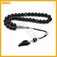 Rest Агатові чотки з металевим китицем 33 намистини 10 мм для медитації та молитви талісман