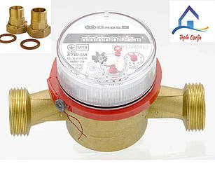 Лічильник води 3/4″ GROS ETW-UA 20/130 + штуцера