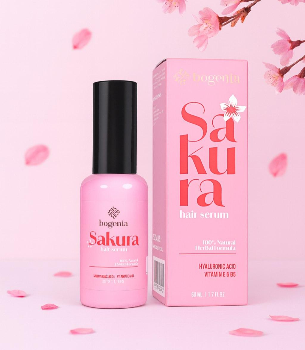 Зволожуюча сироватка для волосся з екстрактом сакури Sakura Hair Serum Bogenia, 50 мл, фото 1