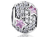Срібний шарм Пандора "Рожеві зірки Паве" 791382PCZ, фото 2