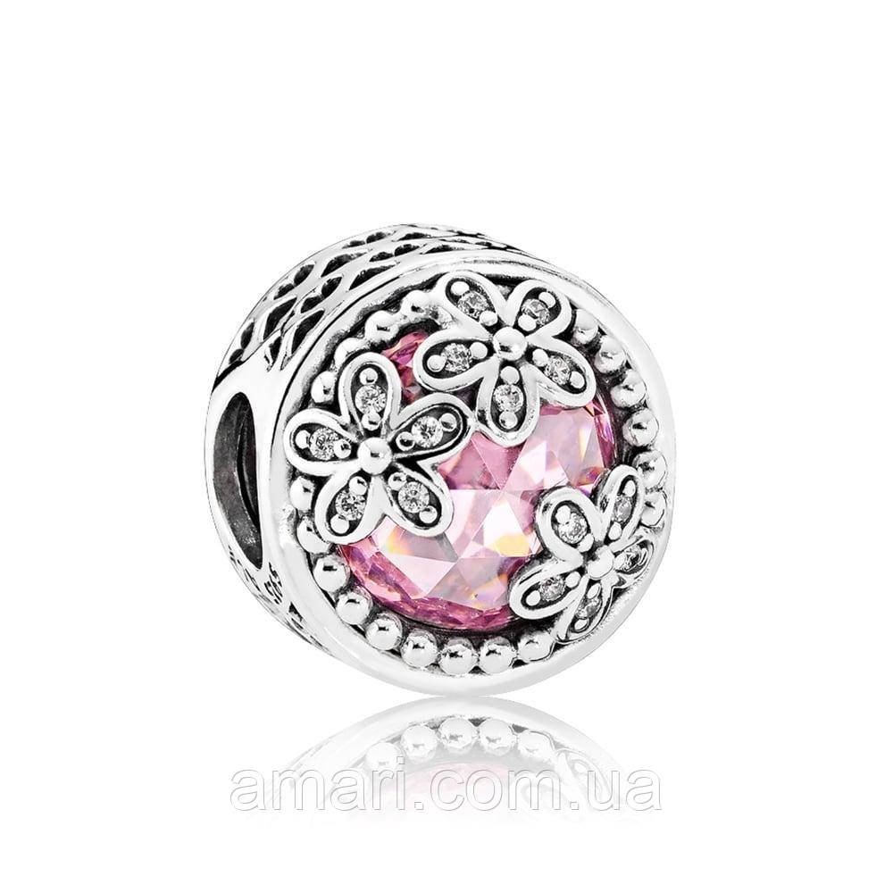 Срібний шарм Пандора "Поляна маргариток" 792055PCZ, фото 1