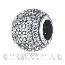 Срібний шарм Пандора "Шар паве" 791051CZ, фото 1