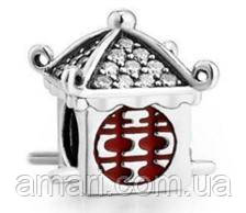 Срібний шарм Пандора " Китайський будиночок", фото 1