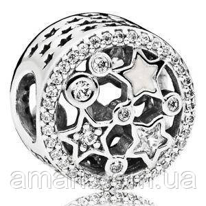Срібний шарм Пандора "Сяйливі зірки" 796373CZ, фото 1