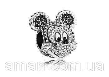 Срібний шарм Пандора Disney Пандора "ПОРТРЕТ МІККИ" 791795NCK, фото 1