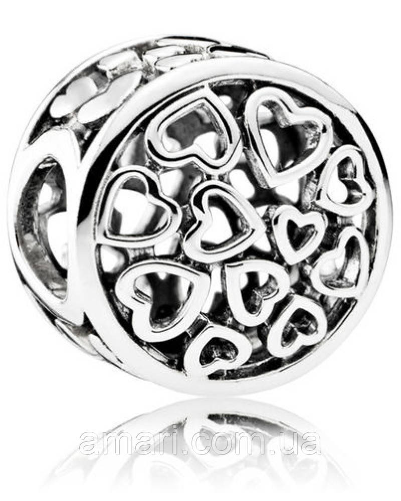 Срібний шарм Пандора "Сердечка", фото 1