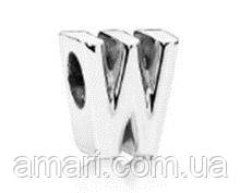 Срібний шарм Пандора "буква W", фото 1