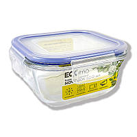 Контейнер харчовий ECOMO Nova Box 500 мл, квадратний, загартоване скло з герметичною кришкою (S130)