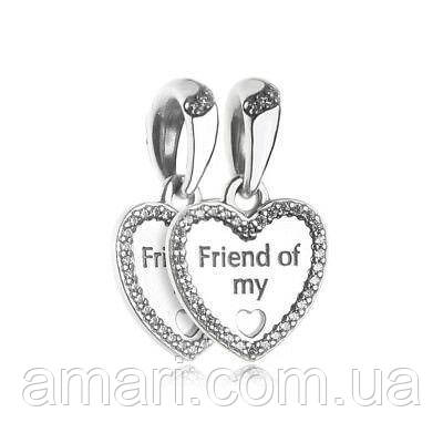 Срібна підвіска-шарм Пандора "Мій друг" 792147CZ, фото 1