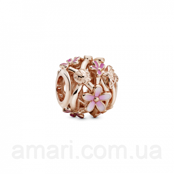Срібний шарм Пандора "Рожеві маргаритки" 788772C01, фото 1