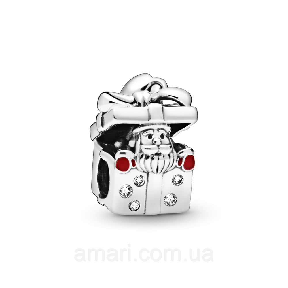 Срібний шарм Пандора "Санта в подарунок" 798470C01, фото 1