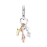 Срібний шарм Пандора " Гаррі Поттер. Окуляри, мітла "Німбус 2000" і блискавка" 799129C00, фото 2