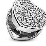 Срібний шарм Пандора "Серце Pave" 798684C01, фото 2