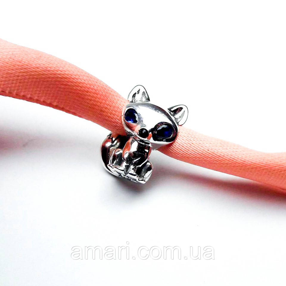 Срібний шарм Пандора «Лисиця з блакитними очима» 799096C01, фото 1