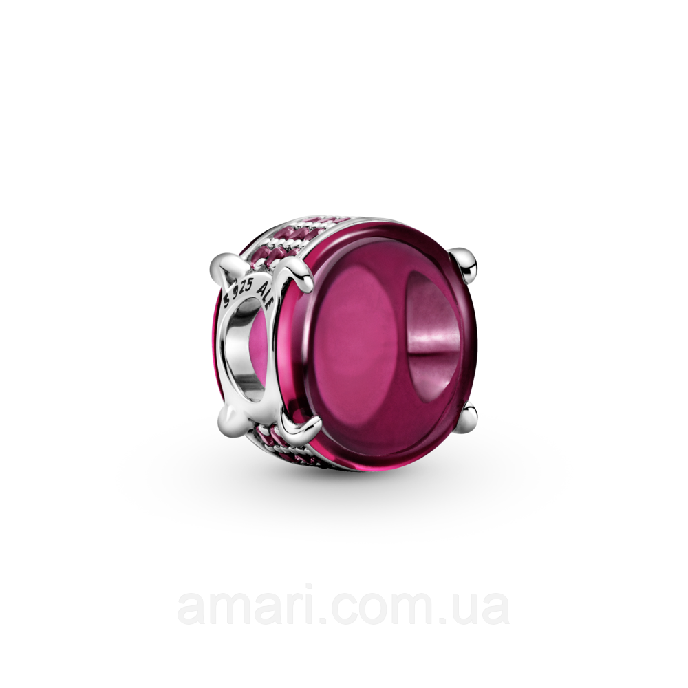 Срібний шарм Пандора "Фуксій овальний кавошон" 799309C01, фото 1