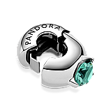 Срібний шарм Пандора-кліпса Пандора "Зелений круглий солітер" 799204C03, фото 3