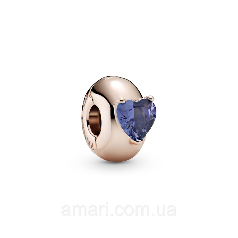 Срібний шарм Пандора-кліпса Пандора "Синє серце солітер" 789203C02, фото 1