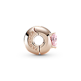 Срібний шарм Пандора-кліпса Пандора "Рожеве серце солітер", фото 2