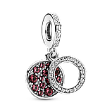 Срібний шарм Пандора "Яскравий червоний диск" 799186C03, фото 2