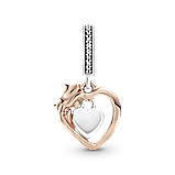 Срібний шарм Пандора "Серце та троянда" 789290C01, фото 3