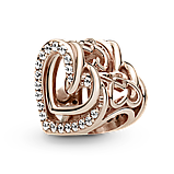 Срібний шарм Пандора "Блискучі переплетені серця" 789270C01, фото 3