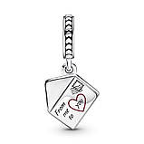 Срібний шарм Пандора "Конверт із фіалками" 790787C0, фото 2