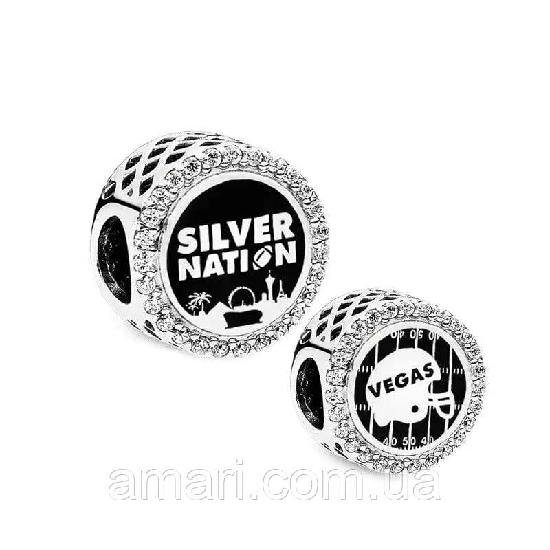 Срібний шарм Пандора "Вегас, срібна нація", фото 1