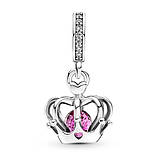 Срібний шарм Пандора "Королівська корона з рожевим каменем" 790231C01, фото 2