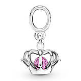 Срібний шарм Пандора "Королівська корона з рожевим каменем" 790231C01, фото 3
