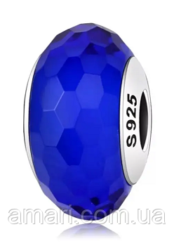 Срібний шарм Пандора "Синє муроно", фото 1
