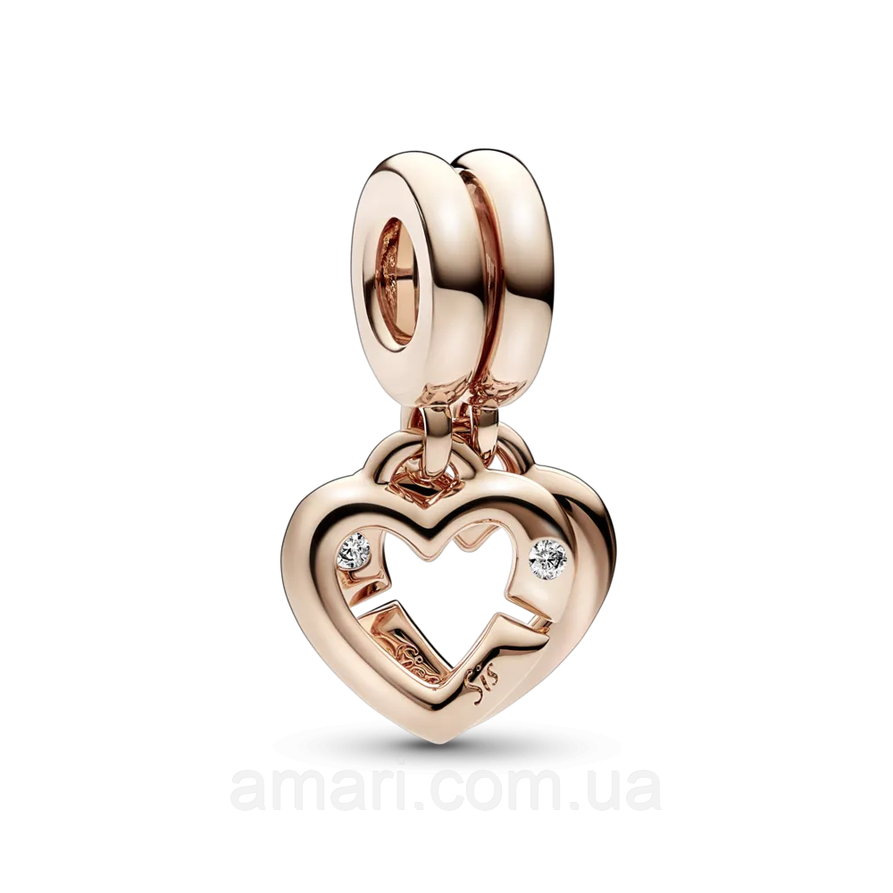 Срібний шарм Пандора "Пеплетинні серця сестер" 789538C01, фото 1