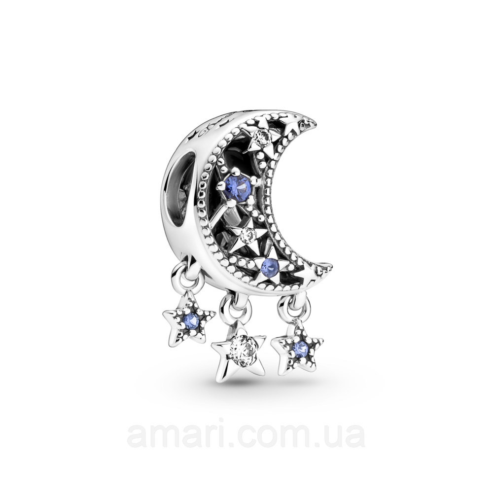Срібний шарм Пандора "Зірка та півмісяця", фото 1