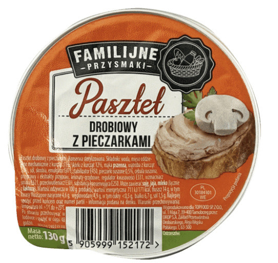 Паштет польський із куркою та грибами Pasztet, 130 г (таблетка), Польща,, фото 1