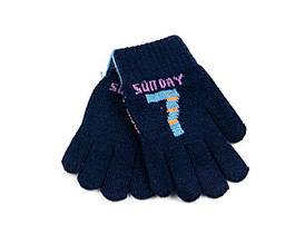 Рукавички одинарні для хлопчиків на 8-10 років (арт. 25-3-28) темно-синий