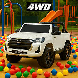 Електромобіль дитячий Toyota Hilux M 4919EBLR-1 білий. Машина для дітей з акумулятором, пультом керування