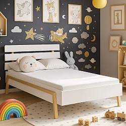Біле полуторне ліжко в скандинавському стилі 120*200 см для підлітка дівчинки хлопчика ДСП Belle VMV Holding