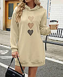 Жіноча тепла сукня з сердечками, фото 2
